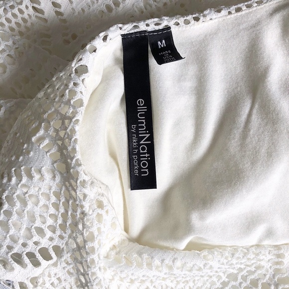 EllumiNation White Boho Lace Overlay Tank - Picture 5 of 6